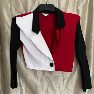 Last Exit vintage cropped blazer with shoulder pads and big button detail
